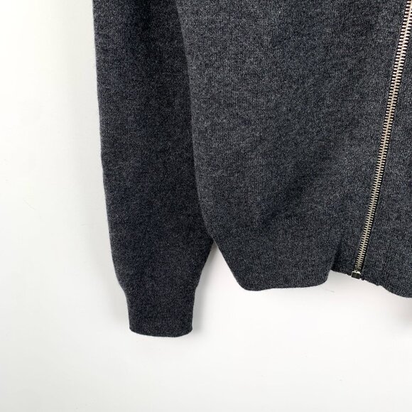 Hermes Deep Grey 100% Cashmere Hooded Zipper Cardigan W/ Lambskin Detail Size S - Picture 6 of 8
